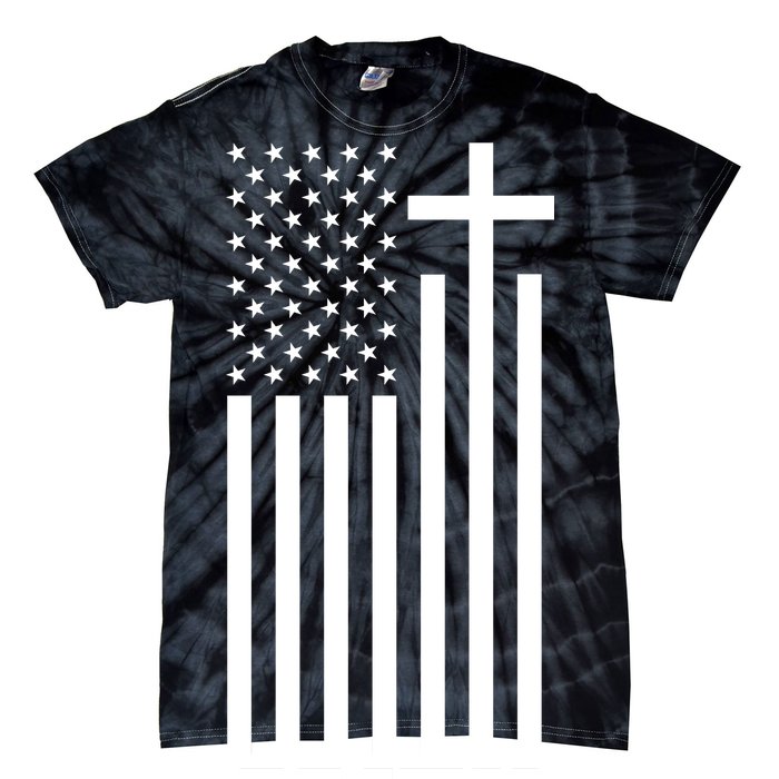 American Flag Faith Cross Tie-Dye T-Shirt