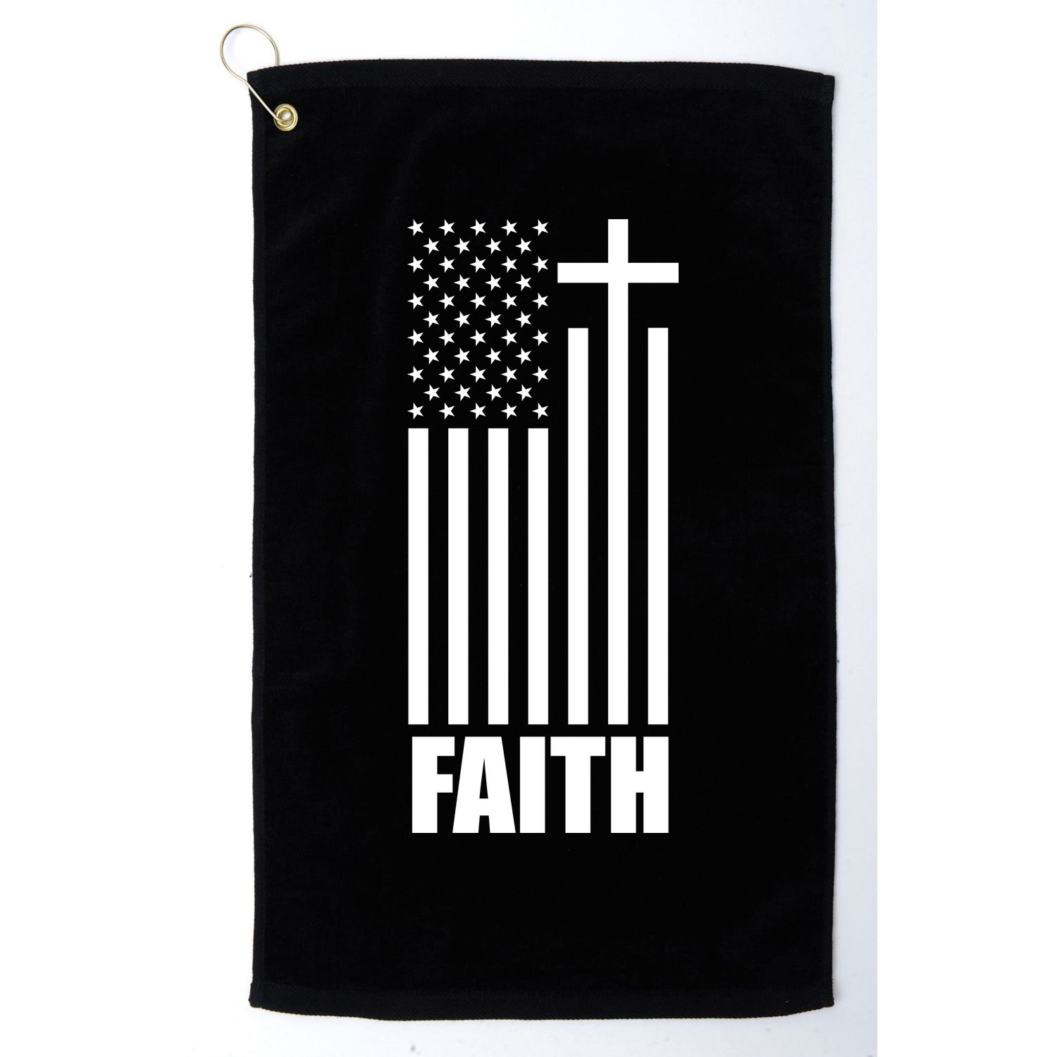 American Flag Faith Cross Golf Towel