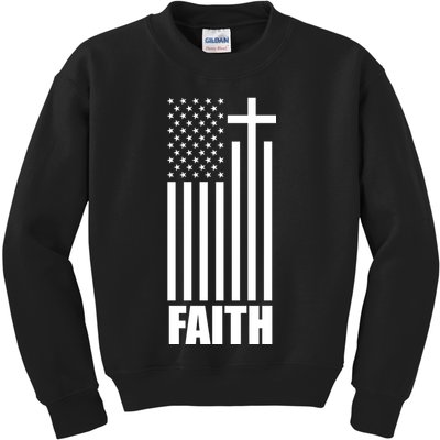 American Flag Faith Cross Kids Sweatshirt