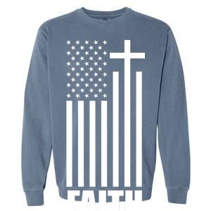 American Flag Faith Cross Garment-Dyed Sweatshirt