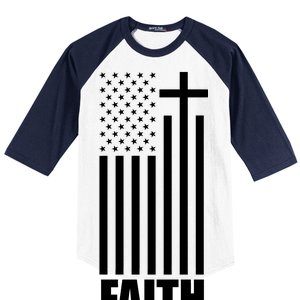 American Flag Faith Cross Baseball Sleeve Shirt