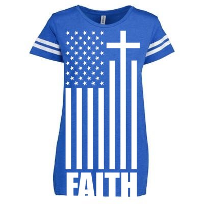 American Flag Faith Cross Enza Ladies Jersey Football T-Shirt