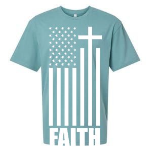 American Flag Faith Cross Sueded Cloud Jersey T-Shirt