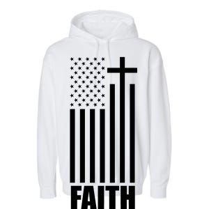 American Flag Faith Cross Garment-Dyed Fleece Hoodie