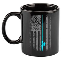 American Flag Fishing Pole 11oz C Handle Ceramic Mug