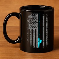 American Flag Fishing Pole 11oz C Handle Ceramic Mug