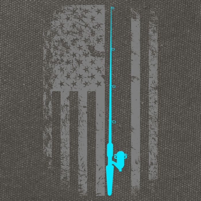 American Flag Fishing Pole Cotton Canvas Backpack