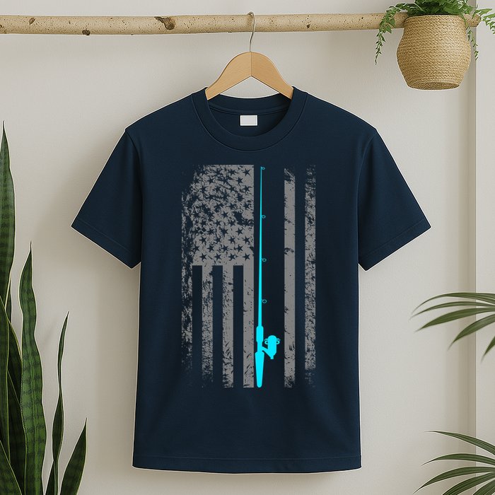 American Flag Fishing Pole T-Shirt
