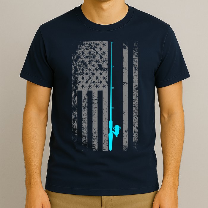 American Flag Fishing Pole T-Shirt