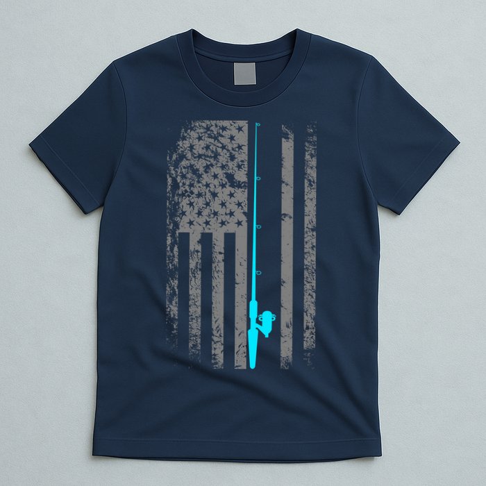 American Flag Fishing Pole T-Shirt