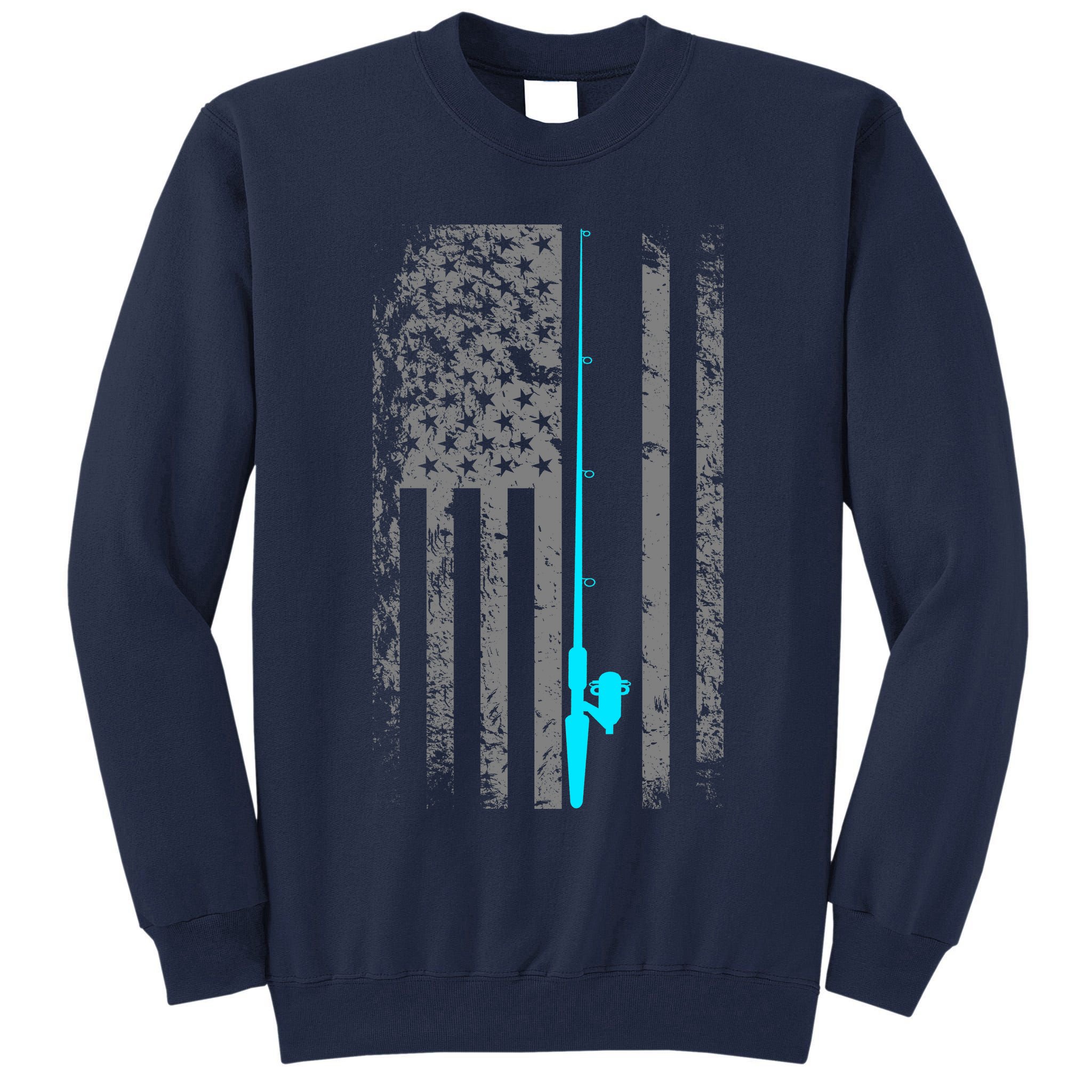 American Flag Fishing Pole Tall Sweatshirt