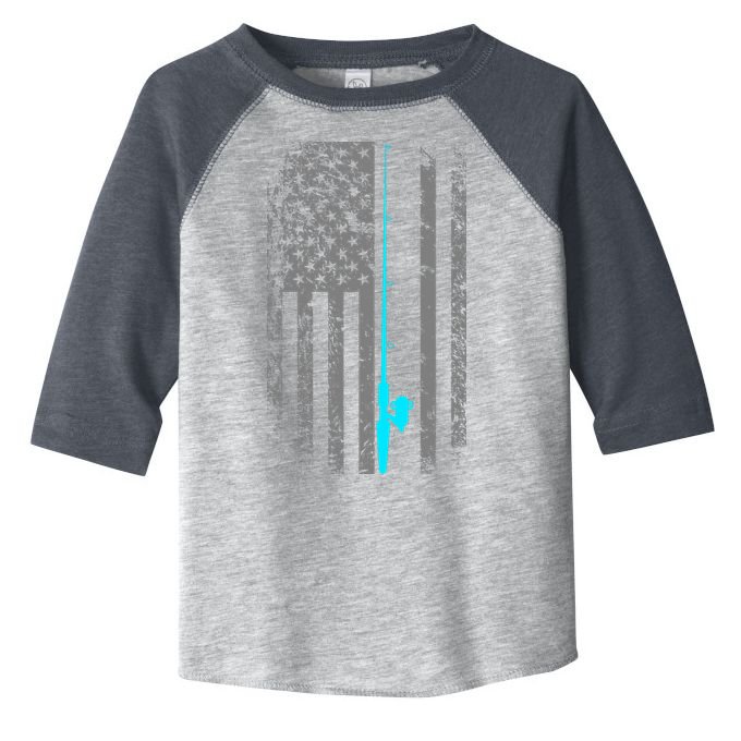 American Flag Fishing Pole Toddler Fine Jersey T-Shirt