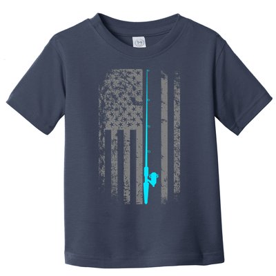 American Flag Fishing Pole Toddler T-Shirt