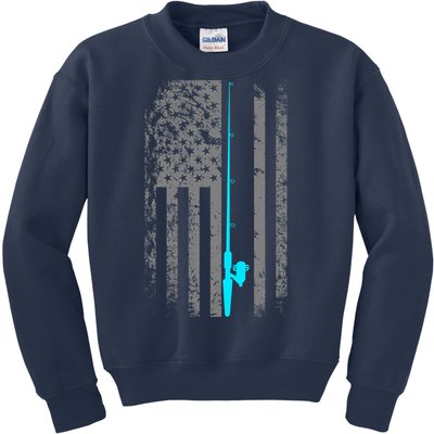 American Flag Fishing Pole Kids Sweatshirt