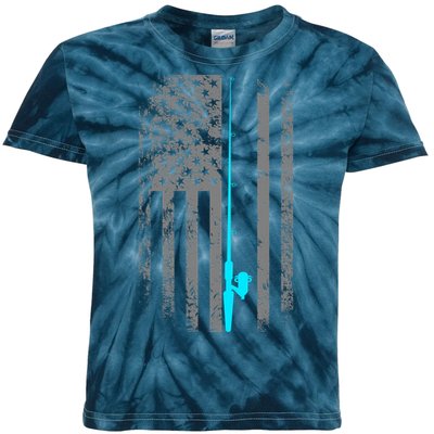 American Flag Fishing Pole Kids Tie-Dye T-Shirt