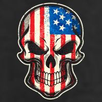 American Flag Human Skull 7 Panel Mesh Trucker Snapback Hat
