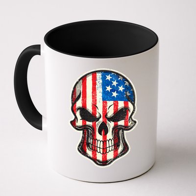 American Flag Human Skull Mug