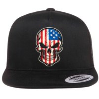 American Flag Human Skull Flatbill Hat