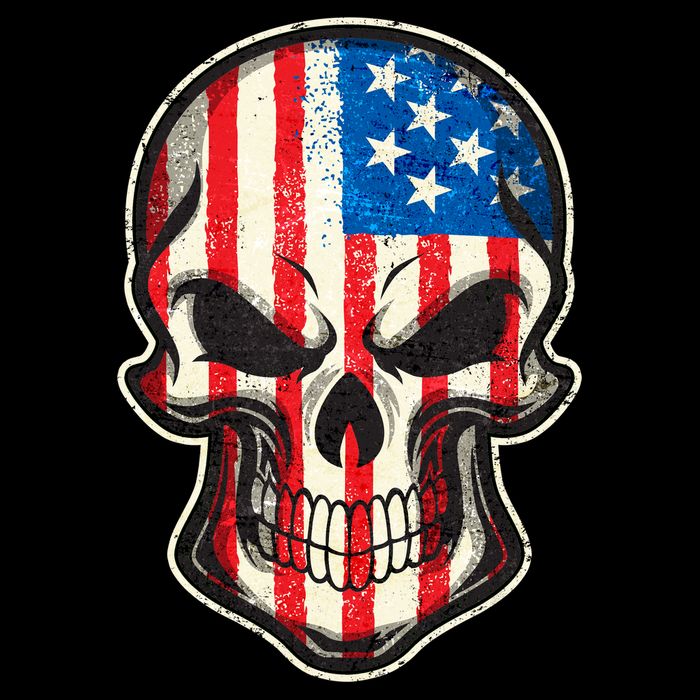 American Flag Human Skull Flatbill Hat
