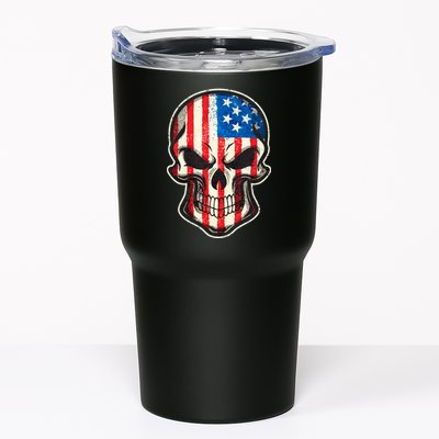 American Flag Human Skull Tumbler