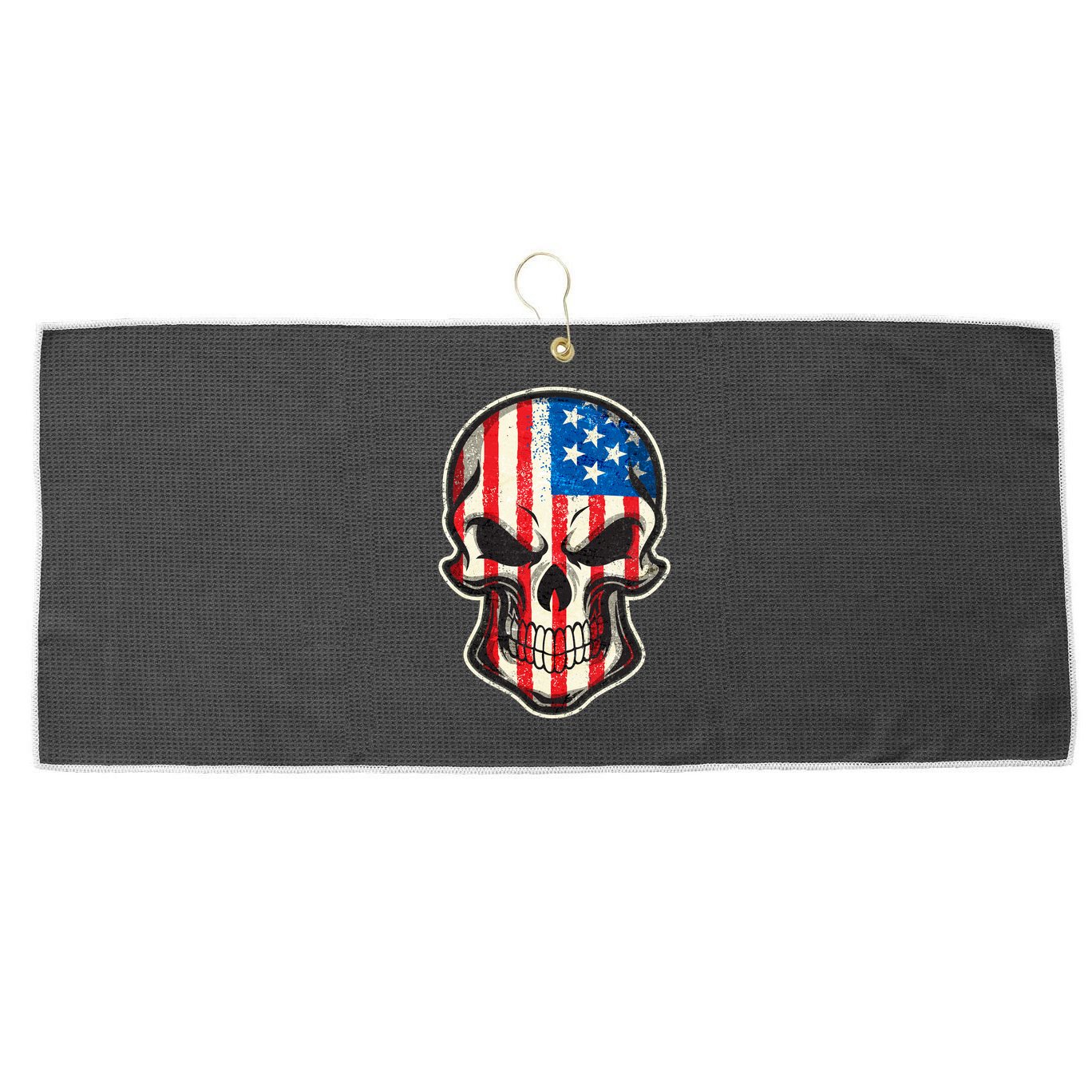 American Flag Human Skull Large Microfiber Waffle Golf Towel