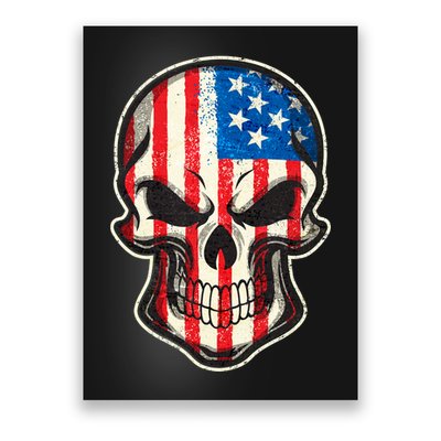 American Flag Human Skull Poster