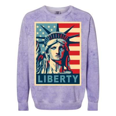 American Flag Statue Of Liberty Colorblast Crewneck Sweatshirt