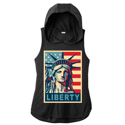 American Flag Statue Of Liberty Ladies PosiCharge Tri-Blend Wicking Draft Hoodie Tank