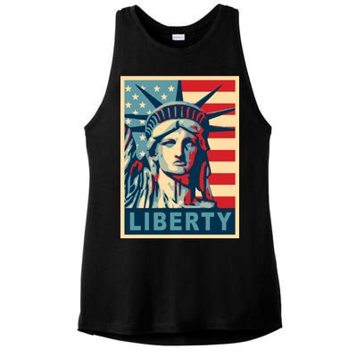 American Flag Statue Of Liberty Ladies PosiCharge Tri-Blend Wicking Tank