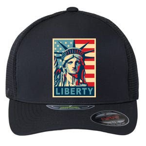 American Flag Statue Of Liberty Flexfit Unipanel Trucker Cap