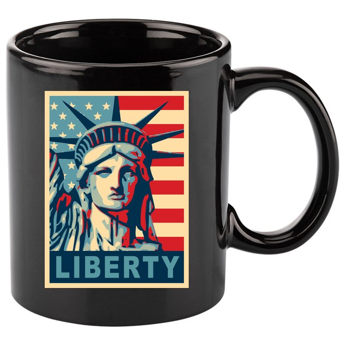 American Flag Statue Of Liberty 11oz C Handle Ceramic Mug