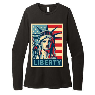 American Flag Statue Of Liberty Womens CVC Long Sleeve Shirt