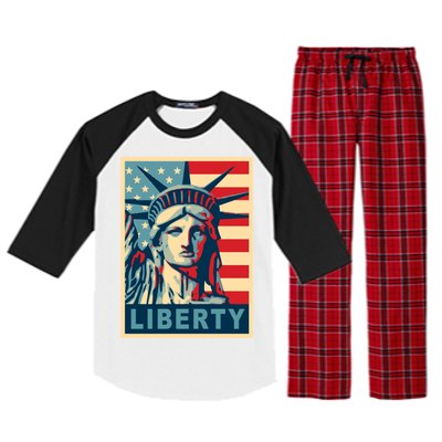 American Flag Statue Of Liberty Raglan Sleeve Pajama Set