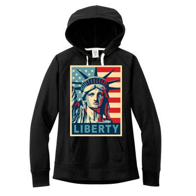 American Flag Statue Of Liberty Women's Fleece Hoodie