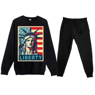 American Flag Statue Of Liberty Premium Crewneck Sweatsuit Set