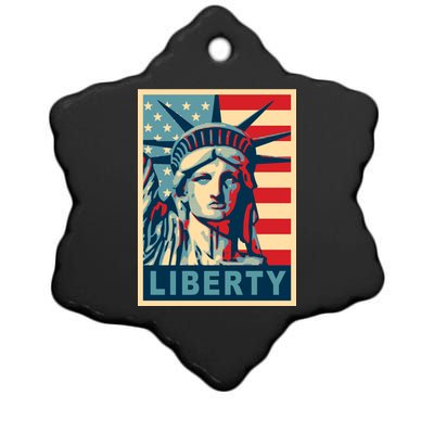 American Flag Statue Of Liberty Ceramic Star Ornament