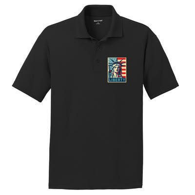 American Flag Statue Of Liberty PosiCharge RacerMesh Polo