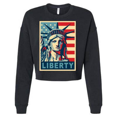 American Flag Statue Of Liberty Cropped Pullover Crew