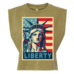 American Flag Statue Of Liberty Garment-Dyed Women's Muscle Tee