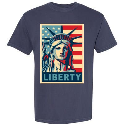 American Flag Statue Of Liberty Garment-Dyed Heavyweight T-Shirt