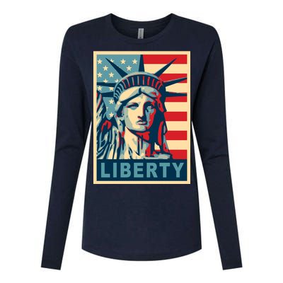 American Flag Statue Of Liberty Womens Cotton Relaxed Long Sleeve T-Shirt