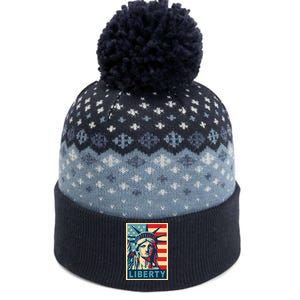 American Flag Statue Of Liberty The Baniff Cuffed Pom Beanie