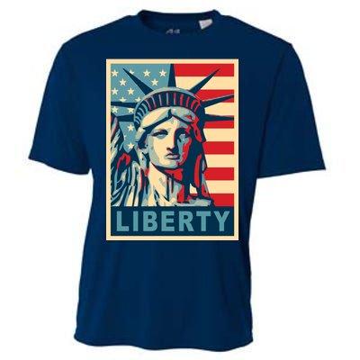 American Flag Statue Of Liberty Cooling Performance Crew T-Shirt