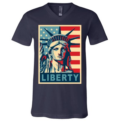 American Flag Statue Of Liberty V-Neck T-Shirt