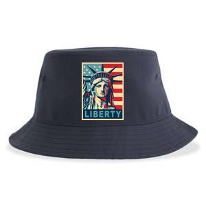 American Flag Statue Of Liberty Sustainable Bucket Hat