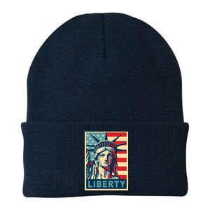 American Flag Statue Of Liberty Knit Cap Winter Beanie