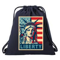 American Flag Statue Of Liberty Drawstring Bag