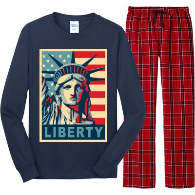 American Flag Statue Of Liberty Long Sleeve Pajama Set