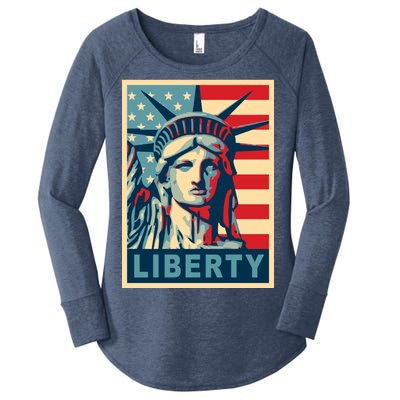 American Flag Statue Of Liberty Women's Perfect Tri Tunic Long Sleeve Shirt