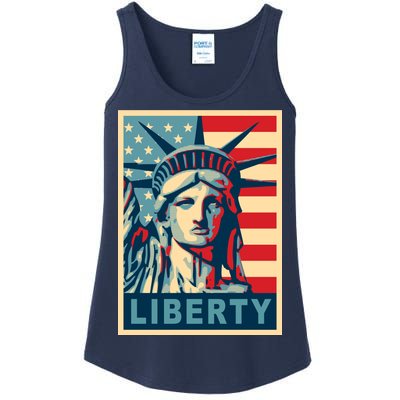 American Flag Statue Of Liberty Ladies Essential Tank